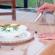 Tablecloth 12 Chairs Transparent Waterproof Plastic 0.15mm 350m X140m - Trong sáng - Xem 3