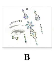 1pc Rhinestone Studded Eye Makeup Sticker, Shiny Faux Rhinestone 3D Face Jewel Sticker, Suitable For All Seasons, Music Festival, Cosplay, Party, Photography, Daily Accessory (ABS Resin) Halloween,Concert Look,Face Gems - Multicolor - View 4
