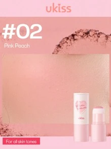 UKISS 霜状腮红棒，适合所有肤色，天鹅绒腮红色，带海绵头，隐藏皮肤毛孔，有色眼部保湿霜，脸颊，保湿轻盈腮红，轻盈水彩透明效果，Smooth Mate 面部腮红，轻盈、光滑、面部美容化妆品 - 02# Pink Peach - 查看 3