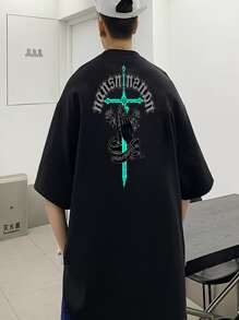 Oversized Men's T-Shirt Blesse Sword Streetwear Man Premium Oversize Shirt - màu đen - Xem 1