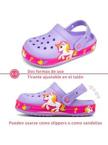 Sandalias chanclas luz LED de verano niña comodos para deporte y playa diseño unicornio - Lila Púrpura - Ver 2