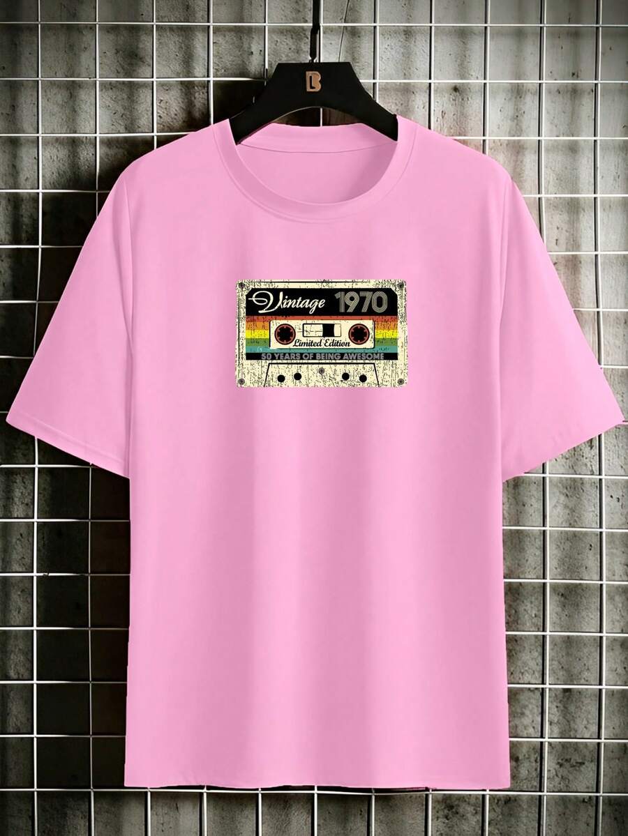 Vintage 1970 T-Shirt Stylish 100% Comfortable Cotton - Màu Hồng baby - Xem 1