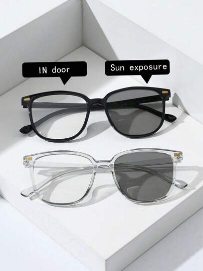1pc/2-3pcs Men Personality Classic Casual Style Photochromic Glasses For Daily Life Outdoor Travel Vacation Back To School Accessories