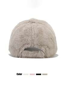 1 件女士休闲字母涤纶羊毛保暖棒球帽，纯色百搭毛绒冬帽 - 多色 - 查看 7