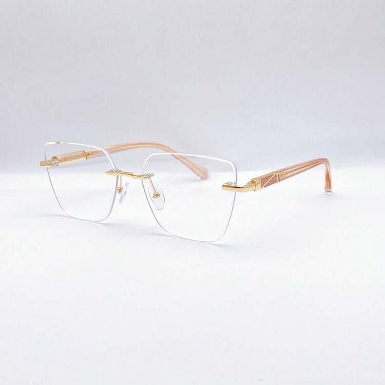 Balgriff Armação Óculos Feminino Moda Com Brilhos Nas Hastes DetalhadaÓculos ArmaçãoMetalBrilho - Rosa Salmão - Visão 2