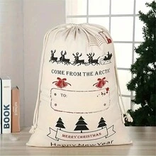 1pc Large Canvas Santa Sack - Spacious, Drawstring Gift Bag For Christmas Presents - Perfect For Holiday Celebrations For Fall Home Decor For Travel Storage Bag, Makeup Bag, Cosmetic Bag, Vacation Organizer, Large Capacity Makeup Organizer Makeup Case, For Lipstick, Brush, Skincare, Mobile Phone, Coin, Small Items, For Home, Gift, Vacation And Festival Halloween Christmas Multifunctional Use - Multicolor - View 16