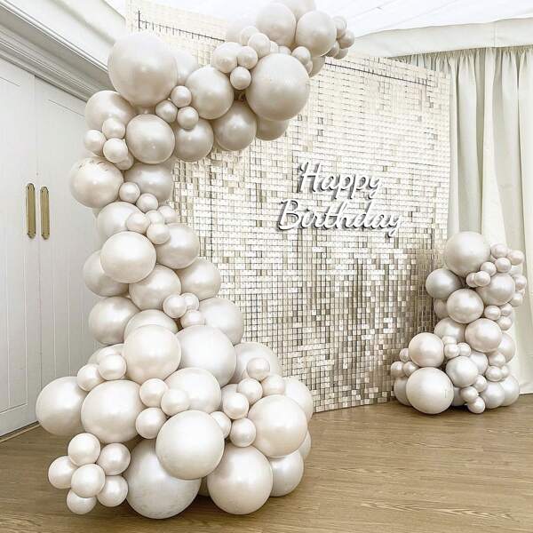 79pcs/222pcs/197pcs/20pcs/40pcs/77pcs/74pcs/45pcs/30pcs/5pcs/99pcs/72pcs Pearl White & Matt White Balloon Set, Various Sizes White Arch Balloons For White Theme Birthday Party, Engagement, Proposal, Wedding, Bridal Shower, Bachelorette Party, Graduation Photo Decoration, Festival Celebration, Anniversary Theme Party Supplies