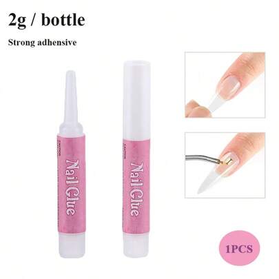 1 pieza 2g Pegamento, súper fuerte y portátil pegamento para puntas profesionales de larga duración de Acrylic para presionar sobre el adhesivo de la unión de los adhesivos de acryLIC Ad, pegamento falso Tips 7oz