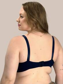 Plus Size Bra All In Microfiber Reinforced With Nicole Elastic Details. - 藏蓝色 - 查看 2