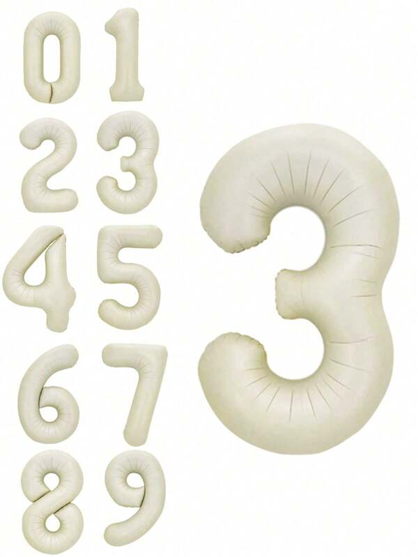 1pc Creamy White 32-Inch Number Balloon Happy Birthday Party Foil Balloon For Milestone Birthday Decoration
