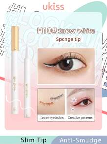 ukiss 0.6g Colorful Liquid Liner Pencil,  Slim Nip Eyeliner Pencil, Lower Eyelashes Pencil, Eye Painting Pencil, Intense Color, Smooth Ink Flow,  Fast Dry, Waterproof And Sweatproof And Anti-Smudge - H10# Snowy White - 查看 1