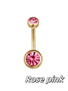 1pc Fashionable Stainless Steel Cubic Zirconia Golden Belly Button Ring, Suitable Navel Belly Ring Navel Jewelry Navel Piercing Bar Belly Rings Navel Nail Navel Rings Belly Piercing Jewelry For Women And Girls Daily Wear