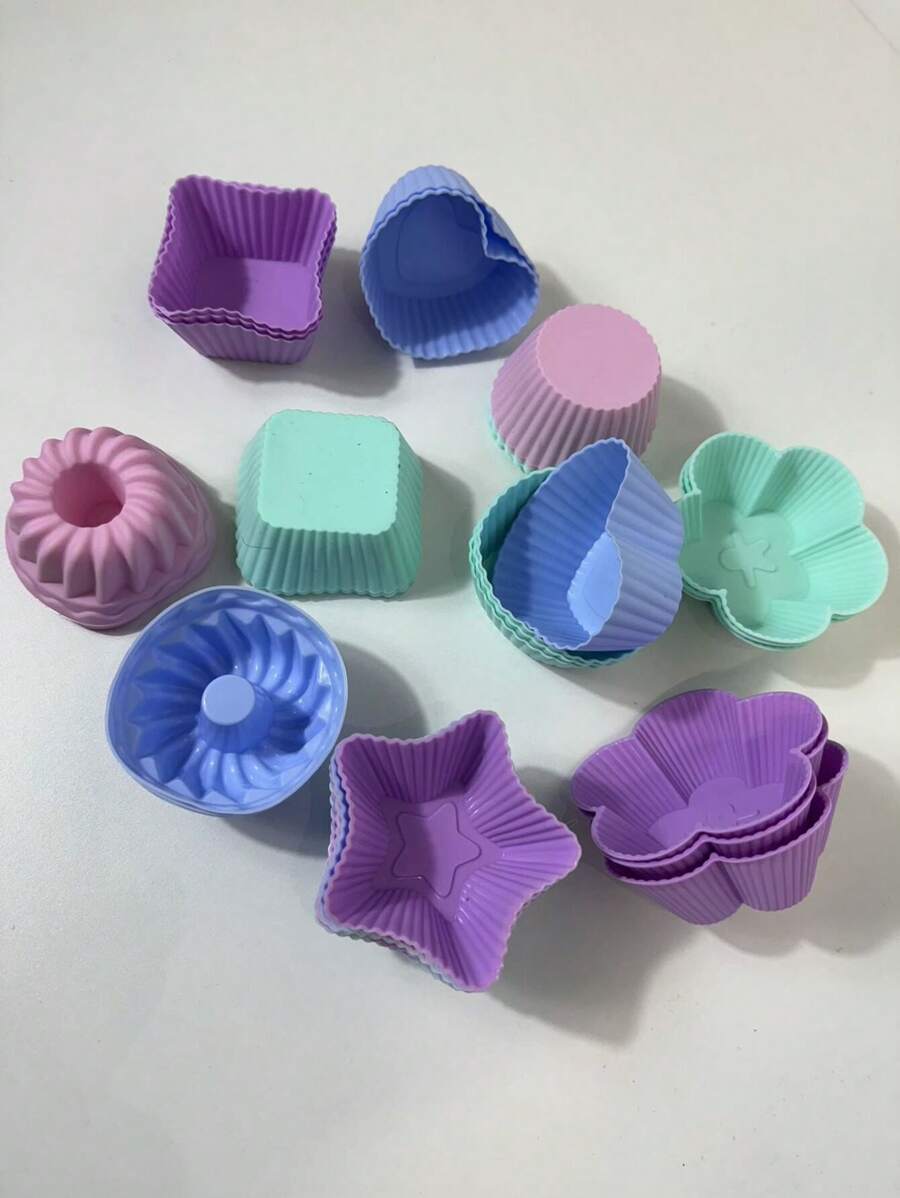 Set Of 12 Mini Silicone Cake Molds For Cupcakes, Puddings, And Baking – Practical For Baking And Sweets. - Nhiều màu - Xem 1