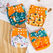4 Packs Baby Cloth Diaper One Size Adjustable Washable Reusable For Baby Girls And Boys - Multicolor - View 14