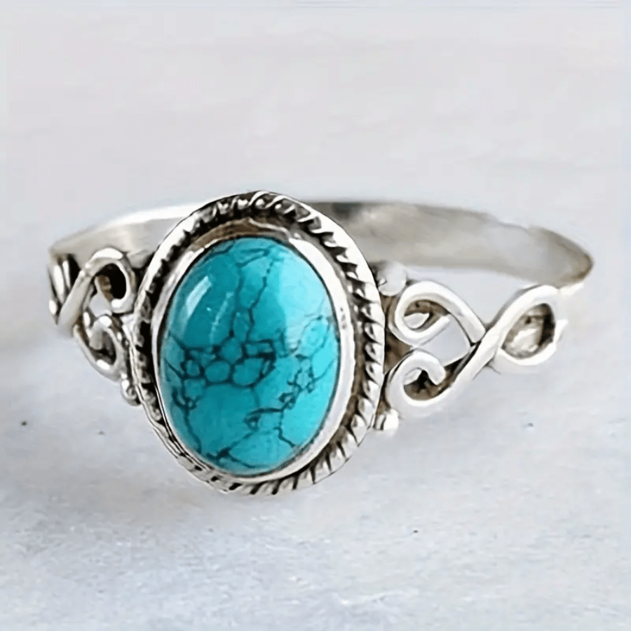 Boho-Chic Unisex Turquoise Ring - Retro Design With Multiple Colors, Perfect For Daily And Party Attire