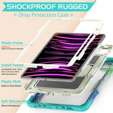 适用于 iPad (A16) 第 11 代/Air11/Air13 M3 (2025) 第 9/8/7 代 (2021/2020/2019) 的重型防震保护壳，坚固耐用的硬壳保护套，内置支架，适用于 10.2 英寸 iPad 2021/2020/2019。 - 迷彩淺藍 - 查看 6