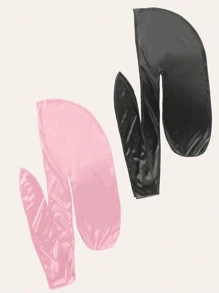 Awegeo 2 件装女士纯色丝绸光滑透气海盗帽男女通用户外运动头饰