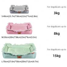 1 pieza Casa para perros de alta gama y ropa de cama con encaje a cuadros suave, transpirable y cómoda, fácil de lavar, duradera, no pegajosa y adecuada para todas las estaciones. Ideal para gatos y perros de todas las tallas.