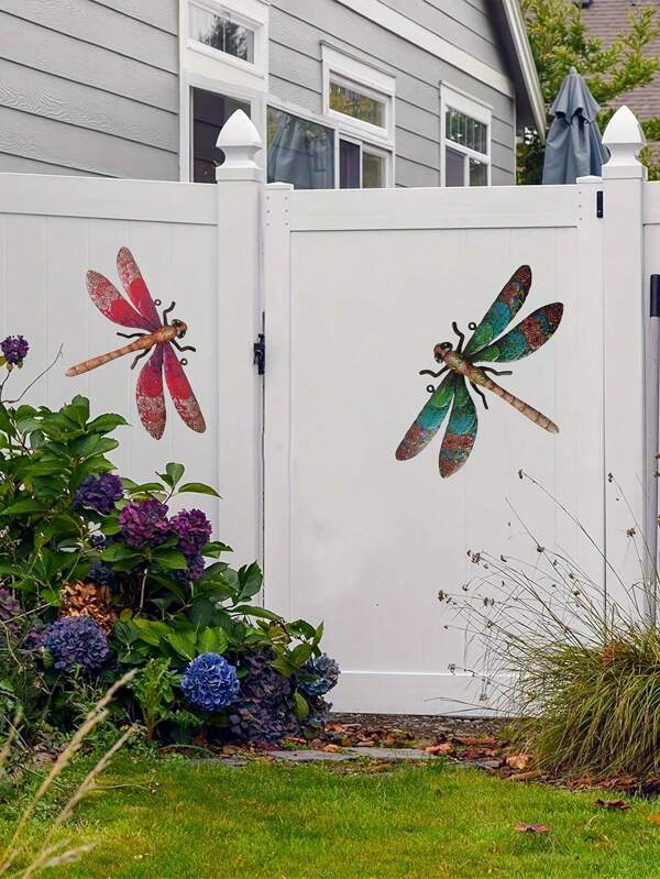 POSIGLOWTH 1pc Iron Metal Flatness Dragonfly Wall Art Decor Hanging Wall Ornament For Kitchen Living Room Bedroom Terrace Balcony Patio Fence Outdoor Indoor Decoration, Wall Sculpture Art, Handmade Gifts For Family, Friends