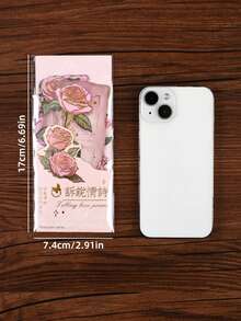 Bộ 5 dấu trang hoa hồng nhạt phong cách cổ điển có chữ lá kim loại trang trí lời chúc phúc (một gói) - Màu Hồng baby - Xem 7