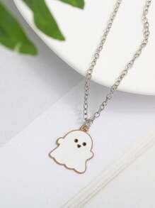 2pcs New Fashionable Minimalist Ghost Pendant Couple Necklaces, Gift For Her On Valentine's Day