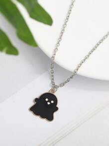 2pcs New Fashionable Minimalist Ghost Pendant Couple Necklaces, Gift For Her On Valentine's Day