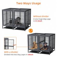 BingoPaw Extra Large Pet Cage With Removable Metal Divider, Heavy Duty Dog Crate With Waterproof Cover For 2 Dogs - Black - View 9