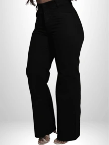 Women's Wide Leg Jeans - màu đen - Xem 4