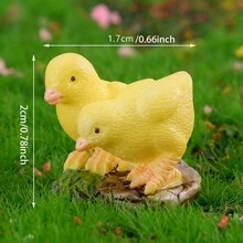 3 piezas Adornos miniatura decorativos de resina de gallo, gallina y pollito - Multicolor - Ver 6