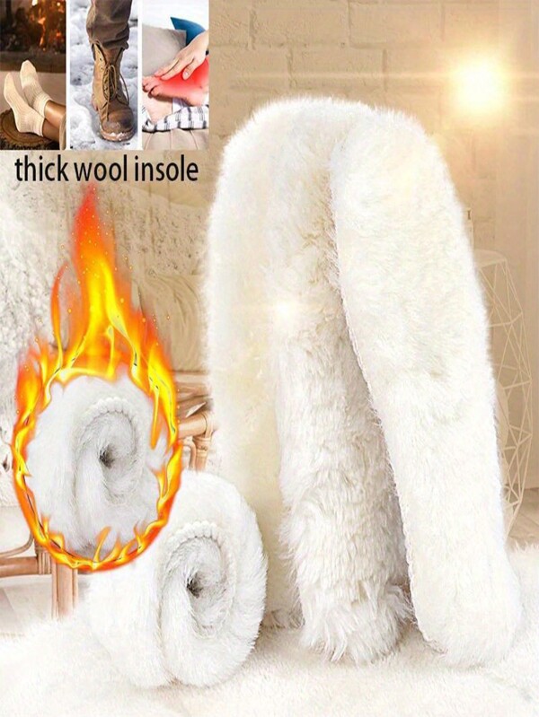 1pair Extra Thick And Warm Thermal Insoles For Winter Snow Boots - Fur Cashmere Replacement Insoles With Imitation Velvet For Ultimate Warmth And Comfort