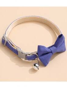 Adjustable Pet Cat Dog Plaid Bowknot Bell Collar, Small Pet Accessories