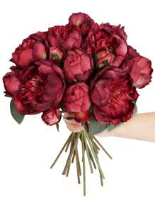 2 Bouquet Artificial Peonies Silk Flowers Vintage Fake Flowers Faux Peony Flowers For Flower Arrangements Artificial Centerpiece Home Table Dining Room Decor - Đỏ - Xem 1