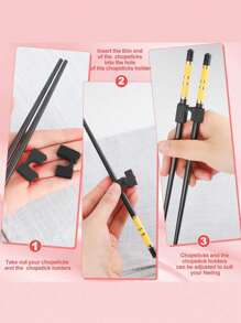 5pcs Chopstick Helper For Adult, Beginner, Trainer Or Learner – Plastic Hinge Connector For Chopsticks Training – Anti-Slip, Reusable And Replaceable,Kitchen,Christmas Gift - Multicolor - View 5