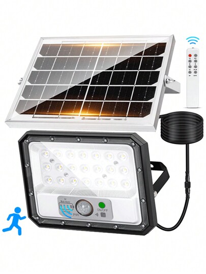 Aigostar Foco solar exterior con sensor de movimiento,80W,6500K.Batería gran capacidad 4000mAH.Foco LED solar mando a distancia Uso interior/exterior IP65: jardín,patio,camino o garaje