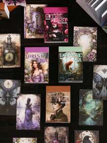 50張/包迷你貼紙，幻想小書系列，復古精緻夢幻水下哥德風主題貼紙，手帳素材，裝飾筆記本相框手機殼水杯垃圾雜誌DIY拼貼 - 彩色 - 查看 9
