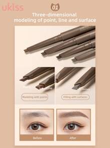 ukiss 旋转眉笔，双面，带刷面，眉线笔，带刷头，塑造、定义、填充眉妆，持久、防水、防汗 - #05 Light Brown - 查看 4