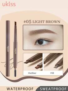 ukiss 旋转眉笔，双面，带刷面，眉线笔，带刷头，塑造、定义、填充眉妆，持久、防水、防汗 - #05 Light Brown - 查看 2