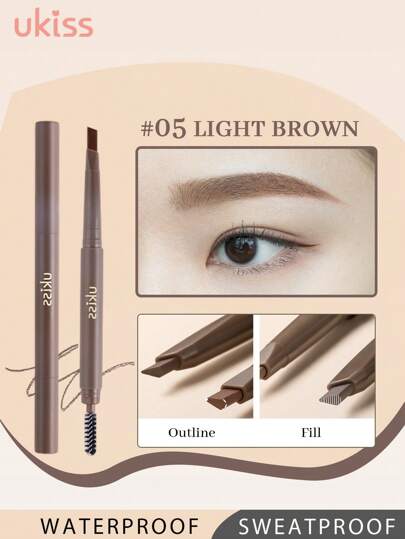 ukiss 旋转眉笔，双面，带刷面，眉线笔，带刷头，塑造、定义、填充眉妆，持久、防水、防汗