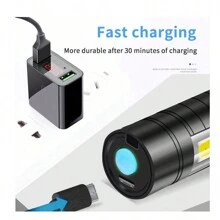 1pc Portable Powerful LED Flashlight, Mini ABS COB Side Light, Rechargeable Portable Usb Charging LED Long-Range Telescopic Zoom OutdoorTorch For Outdoor Hiking And Camping, Camping Accessories