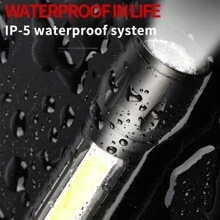 1pc Portable Powerful LED Flashlight, Mini ABS COB Side Light, Rechargeable Portable Usb Charging LED Long-Range Telescopic Zoom OutdoorTorch For Outdoor Hiking And Camping, Camping Accessories
