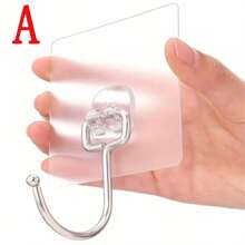 100pcs Super Sticky Transparent Wall Hooks, Removable No Drill Hooks For Kitchen, Bathroom, Bedroom, Living Room, Multi-Function Hooks, Suitable For Party, Christmas, Valentine's Day Decor, Minimalist, Wedding Decor, Boho, Bathroom & Kitchen Accessories, Home Decoration
