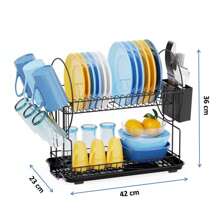 Escurridor De Platos Cocina De 2 Niveles De Acero Al Carbono