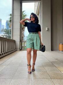 Plain Marrant Shorts - Cadet Blue - View 3