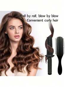 卷发梳 2 件 9 片尼龙造型刷卷发顺发刷，黑色头发顺发剂，非洲纹理 3a 至 4c 波浪，湿/干/长厚卷发树脂不会损坏头发头皮卷发梳，用于造型短发、中发和长发，蓬松发型卷发器空气卷发梳卷发刷卷发化妆刷滚筒工具可调节空气卷发梳发刷，返校、旅行度假必需品、女士发饰 - 彩色 - 查看 14