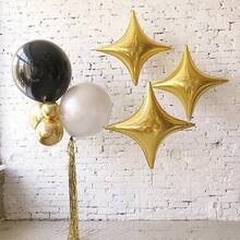 20 piezas Estrella de cuatro puntas de 10 pulgadas dorada para decoración de fiesta de cumpleaños boda, elementos plateados - Dorado - Ver 2
