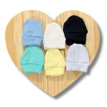 Kit 6 Pairs Newborn Baby Gloves 100% Plain Cotton Boy Girl Layette Maternity Glove RN Suedine Male Female Glove - 藍色 - 查看 2