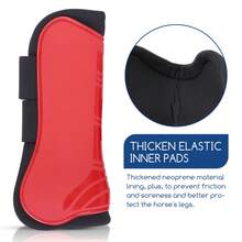 Nobleza Tendon Boots Protective Horse Boots Double Magic Tape Over Locking Closure, Lightweight Open Front Boots For Jumping, Trail Riding, And Turnout, Red. - Rojo - Ver 4