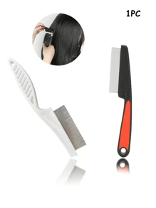 1PC Pieces Stainless Steel Fine & Wide Tooth Comb,High Strength Teeth Hair Combs, Professional Dandruff Combs Grooming Tool,Help Remove Lice And Dandruff - Multicolor - View 1