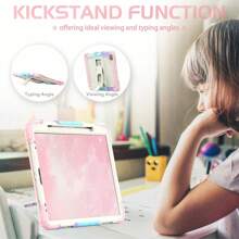 适用于 iPad (A16) 第 11 代/Air11/Air13 M3 (2025) 第 9/8/7 代 (2021/2020/2019) 的重型防震保护壳，坚固耐用的硬壳保护套，内置支架，适用于 10.2 英寸 iPad 2021/2020/2019。 - 迷彩粉紅 - 查看 4