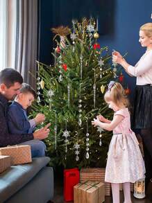 10 piezas/paquete Juego de decoración navideña de acrílico en forma de carámbano y copo de nieve - transparente - Ver 7